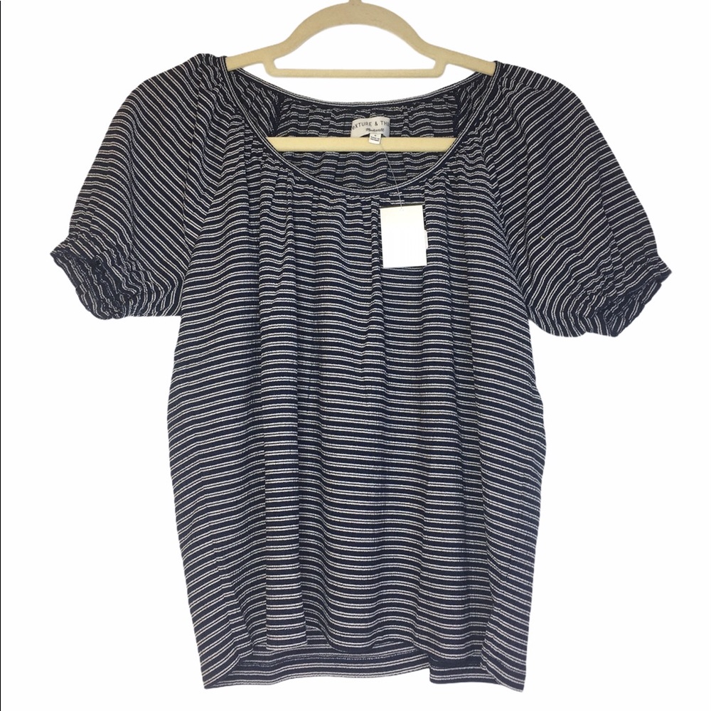 Texture&three madewell blue striped top